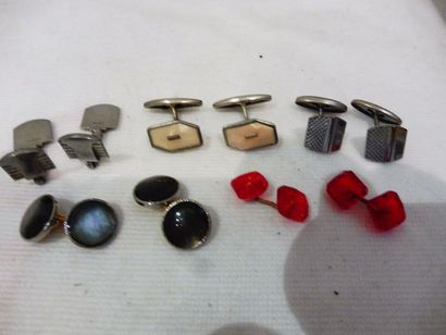 null LOT de bijoux fantaisie 6 paires de boutons de manchette 3 épingles à cravate...