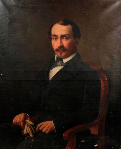 Henrich BELTZ (1801-1869), attribué à Portrait d'homme assis aux gants
Huile sur...