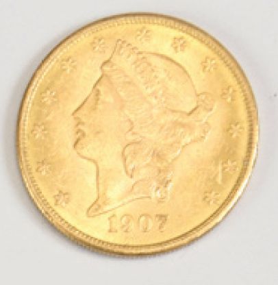 null PIÈCE de 20 Dollars US en or 1907.
Pds. 33,30 g