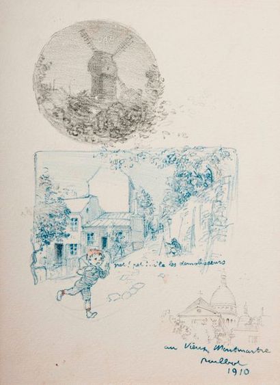 Francisque POULBOT (1897-1946) Scènes d'enfants à Montmartre
Deux lithographies contresignées,...