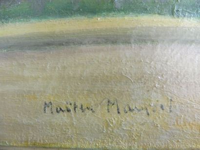 null MANGEOL Maïten ‘’la place aux toits roses’’ huile sur toile signée en bas à...