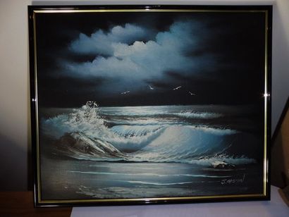 null GASTON J. ‘’la vague’’ acrylique sur toile signée en bas à droite 40 x 49 cm...