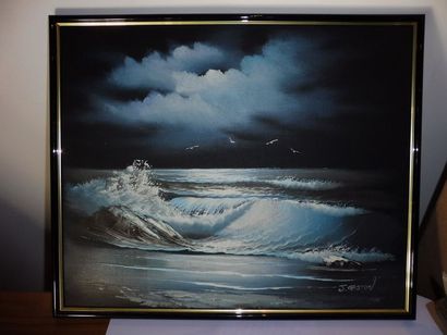 null GASTON J. ‘’la vague’’ acrylique sur toile signée en bas à droite 40 x 49 cm...