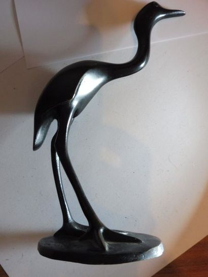 null ‘’Echassier’’ bronze à patine foncée signé MARQUEZ J H : 18 cm