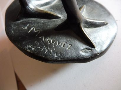 null ‘’Echassier’’ bronze à patine foncée signé MARQUEZ J H : 18 cm