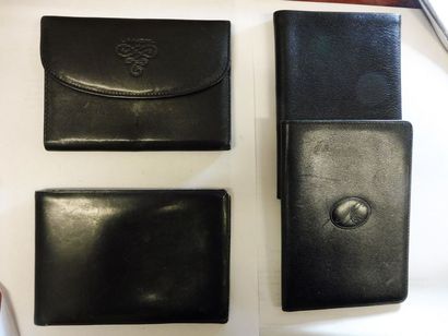 null LOT COMPRENANT : porte-monnaie portefeuille porte carte cuir noir LANCEL 10,2...