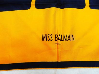 null BALMAIN Miss Foulard ‘’damier noir sur fond jaune’’ Soie 76 x 76 cm (parfait...