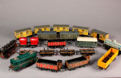 null JEP – HORNBY « O » : ensemble de matériel ferroviaire roulant comprenant locomotives...