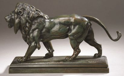 D'après Antoine-Louis BARYE (1795-1875) Lion passant
Epreuve en bronze en patine...