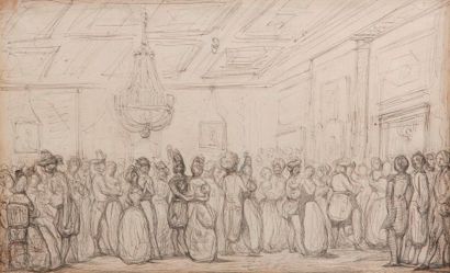 ECOLE FRANCAISE, seconde moitié du XIXe siècle Scène de bal costumé sous le Second...