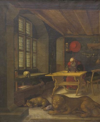 École Flamande du XVIIe siècle Saint Jérôme dans son cabinet de travail
Huile sur...