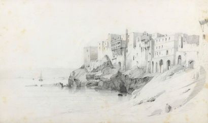 ECOLE XIXe SIÈCLE Port d'Alger
Deux dessins au crayon, l'un daté 1840.
(Quelques...