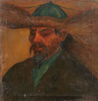 Ecole russe du XXème 


Portrait de nomade Mongol, 1917


Huile sur toile,


Traces...