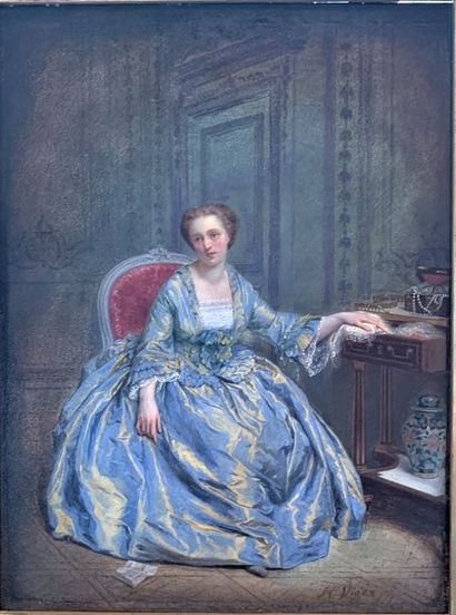 Hector Jean-Louis VIGER (1819-1879) Jeune femme
Huile sur panneau signée en bas à...