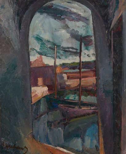 Abel GERBAUD (1888-1954) Vue du port
Huile sur toile, signée en bas à gauche
60.5...