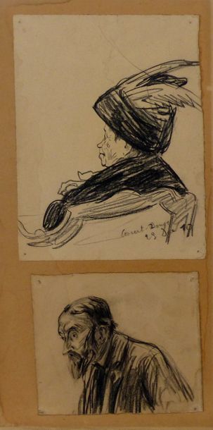 BOMPARD Concert rouge et Portrait d'homme
Deux dessins au fusain, dont un situé et...