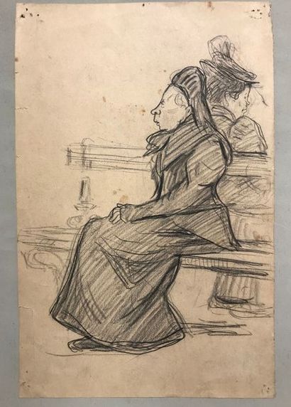 BOMPARD Femme sur un banc
Dessin au fusain sur papier
24.5 x 15.5 cm