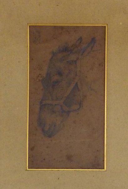 Ecole du XIX eme 

The donkey

Drawing on paper, 

Signed and monogrammed "EL" lower...