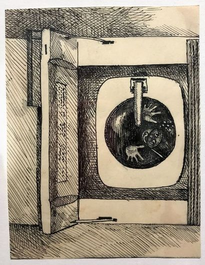 ROLAND TOPOR (1938-1997) 

Le Plongeur

Stylo sur papier

9,5 x 12,5 cm à vue