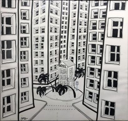 Jean DOBRITZ (1956) 

Hotel

Felt on paper signed below left

49 x 52 cm at sigh...