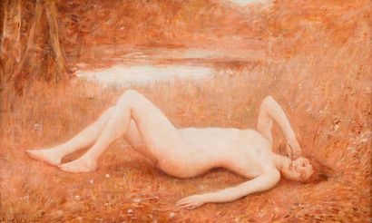 Raphaël COLLIN (1850-1916) Etude pour Floréal, jeune femme alanguie

Huile sur toile,...