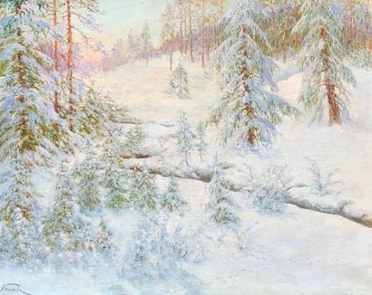 Vasily Grigorevich KRICHEVSKIY (1872-1952) Snowy landscape 

Oil on canvas signed...