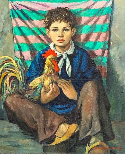 Anatola SOUNGOUROFF (1911-1982) Boy and his rooster

Oil on canvas signed lower right

61...