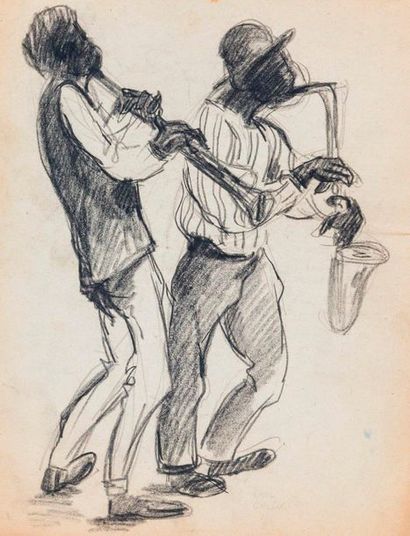 Paul COLIN (1892-1985) Série sur le Jazz, 

La trompette et le saxo

Fusain sur papier...