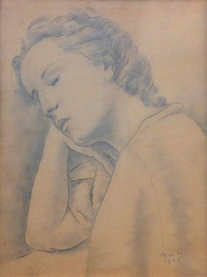 null Conrad MEILI (1895-1969)
Jeune femme assoupie 
Crayon sur papier signé et daté...