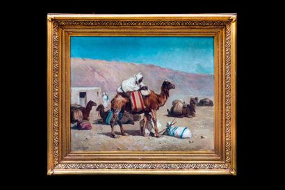 null Louis RENIER (XIX-XX)
La caravane
Huile sur toile signée et datée 1891 en bas...