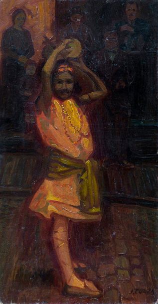 null J . COLFA ( XXth)
The dancer 
Oil on panel signed lower right
66 x 35 cm - 25.98...