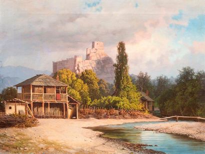 null Il'IA NIKOLAEVICH ZANKOVSKII (1832-1919)
Paysage de montagne
Huile sur toile,...