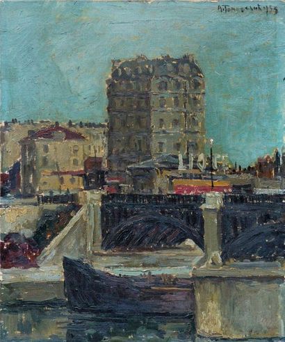 null Aleksandar TOMASEVIC (1921-1968)
La Seine à Paris
Huile sur toile signée et...