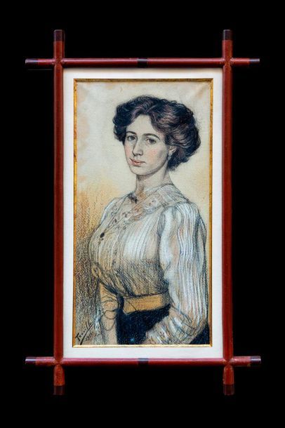 null Clovis TROUILLE (1889-1975)
Portrait de femme 
Fusain sur papier signé en bas...