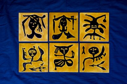 null 
Jean LURCAT (1892-1966)




6 carreaux de céramique 




Décor de personnages...