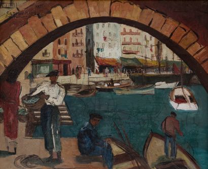 null Sadi DE MAHEO (XXème siècle)

Scène de port au Pays Basque 

Huile sur toile...