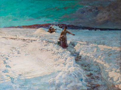 null Karl Eugène Justus MULERTT (1869-1963)

Femme portant un seau dans un paysage...