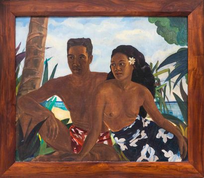 null 
Emile BOURCART (1903-?)

Jeune couple de Tahitien 

Huile sur toile signée...