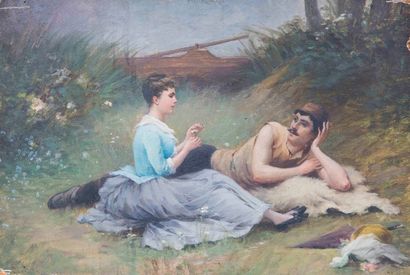  Alexandre DEFAUX (1826-1900) 
Les amoureux...