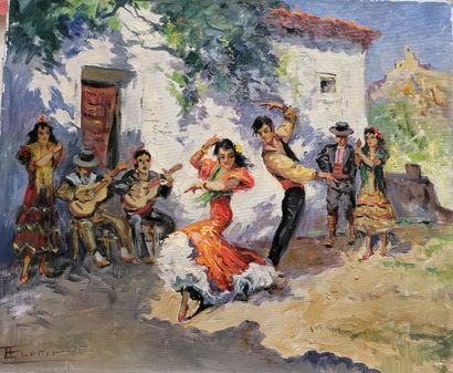 null José Luis FLORIT RODERO (1909-2001)

Les danseurs de flamenco

Huile sur toile...
