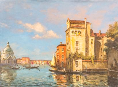 Alphonse LECOZ (XIX-XXème) 
Venise 
Huile...
