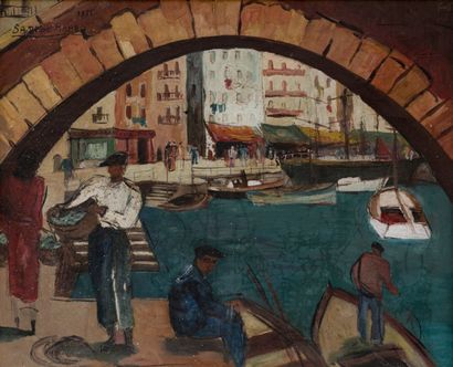 Sadi DE MAHEO (XXème siècle) 
Scène de port...