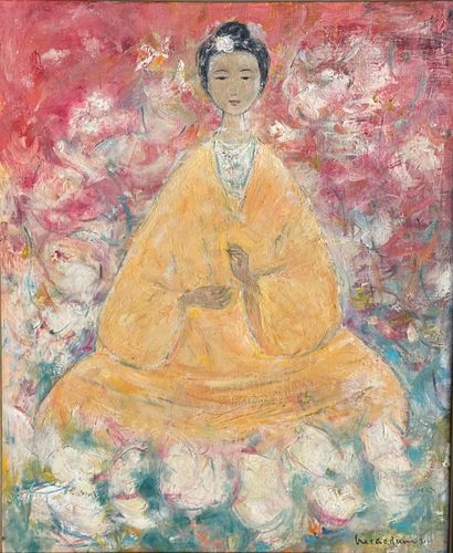  VU Cao Dàm (1908-200) 
Divinité 
Huile sur toile 
Signée en bas à droite et datée...