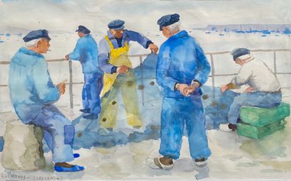 null Louis PARRENS (1904-1993)

The fishermen at Lesconil 

Watercolor on paper 

Signed...