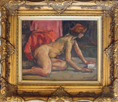 null Charles KVAPIL (1884-1958)

The Reading 

Oil on wood panel

Signed lower right

38...