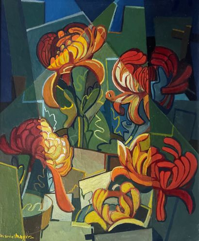 null Marcel MAYER (1918-2011) 

Bouquet cubisant 

Huile sur toile 

Signée en bas...