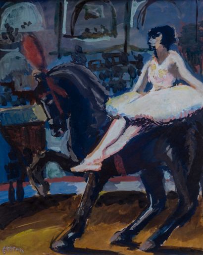 null Arthur FILLON (1900-1974)

Ballerine sur son cheval 

Gouache et aquarelle sur...