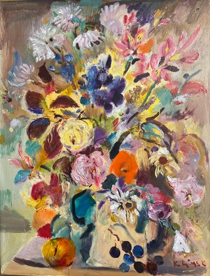 null Ludwig KLIMEK (1912-1992)
Bouquet de fleurs 
Huile sur toile 
Signée en bas...