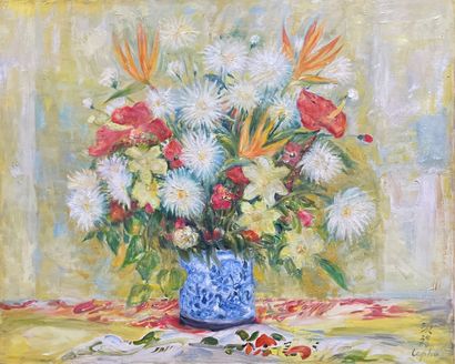 Le Phô (1907-2001)
Bouquet of flowers 
Oil...