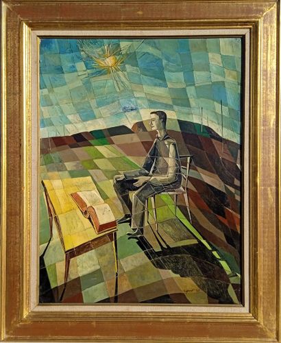 null Georges SPIRO (1909-1994)
The reading 
Oil on cardboard 
Signed and dated (19)46...